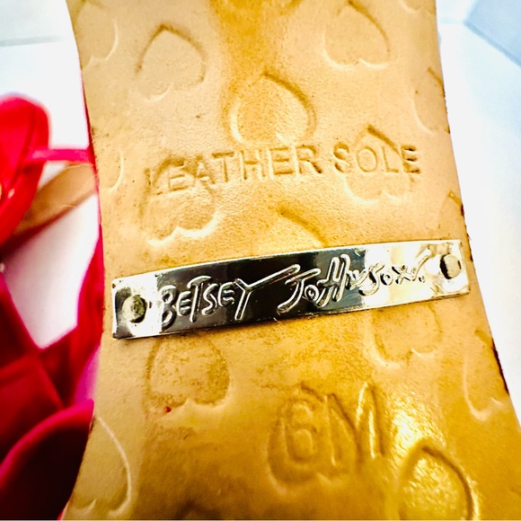 Betsey Johnson Satin Fuschia w Leopard Print Footbed Stiletto Heel Sandal Size 6 - Picture 13 of 16